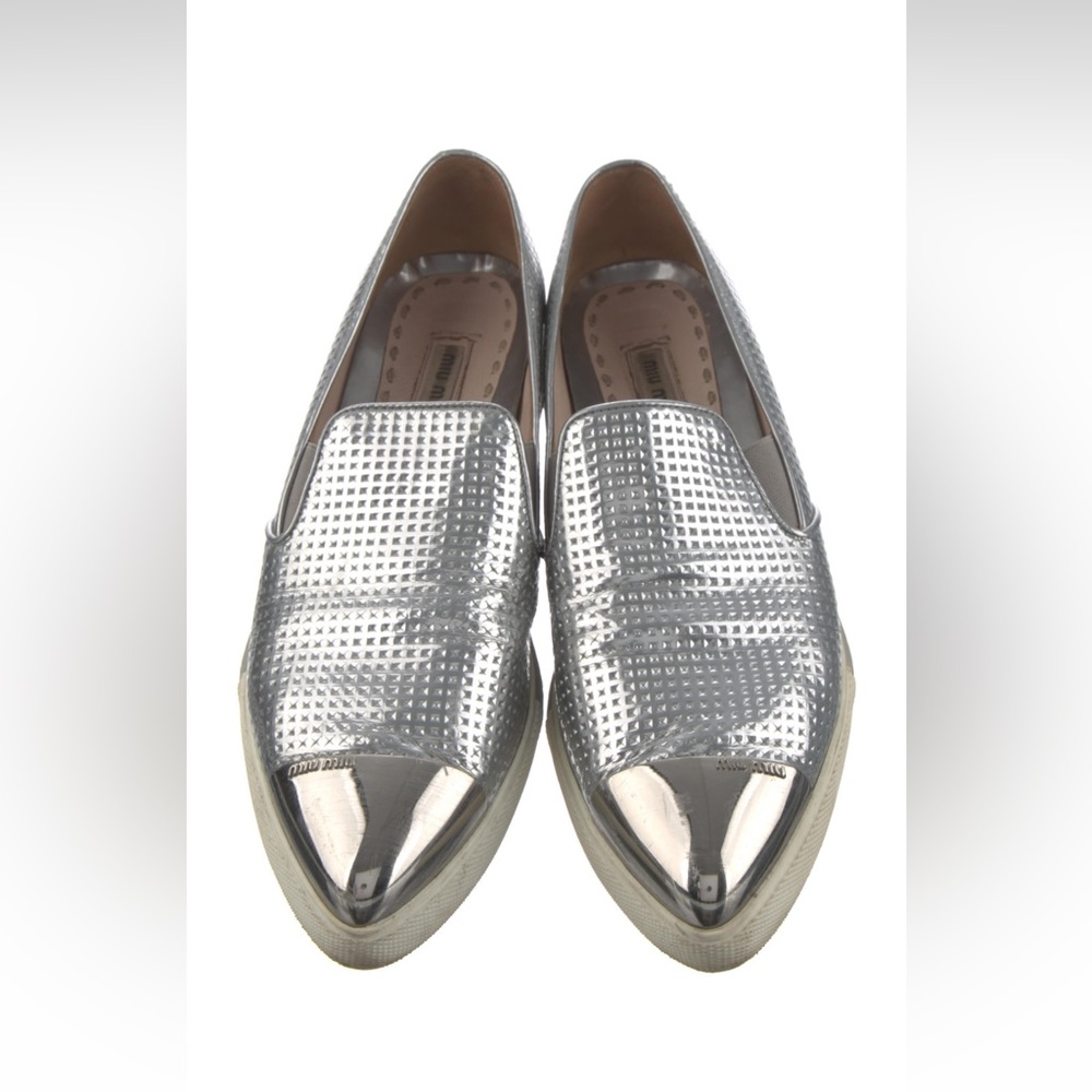 Miu Miu silver sneaker slip on cap toe